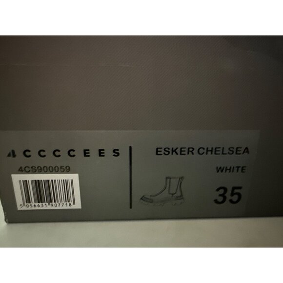 4CCCCEES Women's Chelsea Leather Boots White Size 35 EUR 4.5 US New With Box - Picture 3 of 8